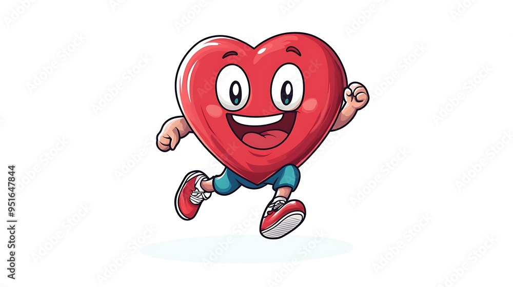 Jumping for Joy - Cartoon Heart in Athletic Gear Excitedly High Jumping, Vector Illustration for Sticker Design Jumping for Joy - Cartoon Heart in Athletic Gear Excitedly High Jumping, Vector Illustration for Sticker Design