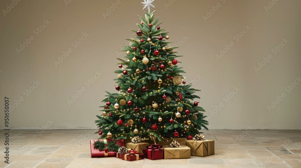 Decorated Christmas Tree with Gifts Underneath Decorated Christmas Tree with Gifts Underneath