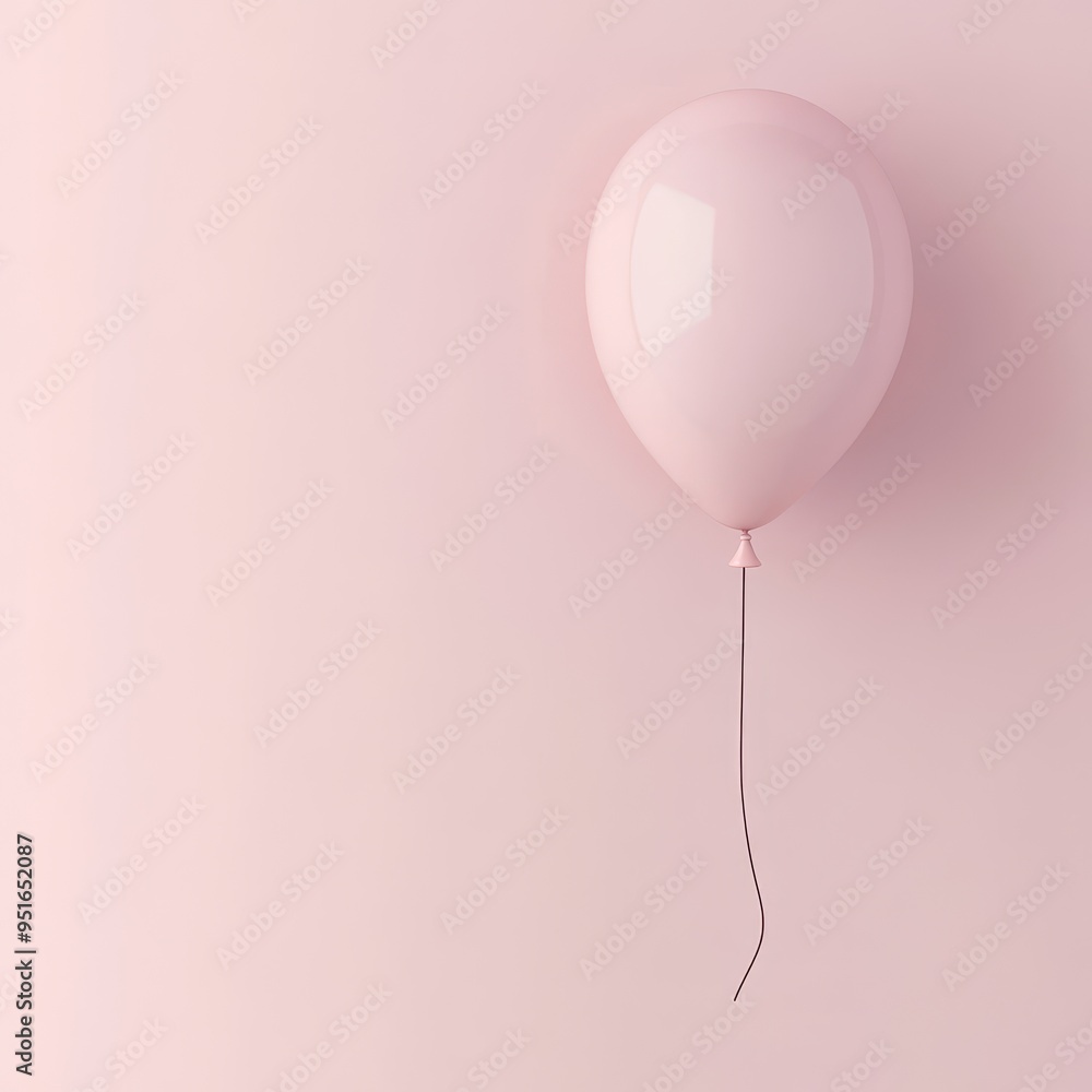 Single Pink Balloon Floating on a Pastel Pink Background - Minimalist Party Decoration. Single Pink Balloon Floating on a Pastel Pink Background - Minimalist Party Decoration.