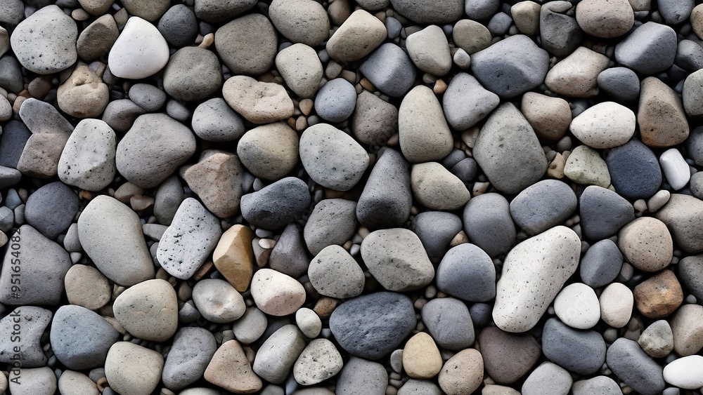 A close-up shot of a variety of smooth, round stones with different colors and sizes. A close-up shot of a variety of smooth, round stones with different colors and sizes.