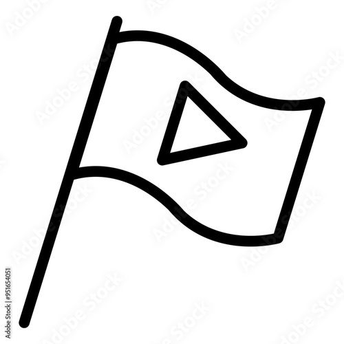 start, play, begin, flag outline icon