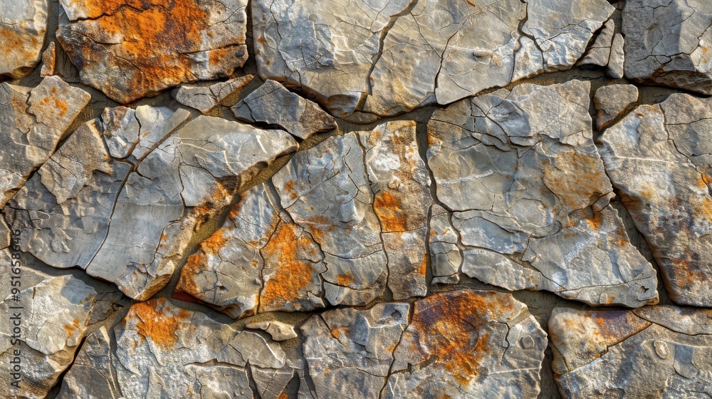 Weathered Stone Wall Showing Many Cracks and Rust Weathered Stone Wall Showing Many Cracks and Rust