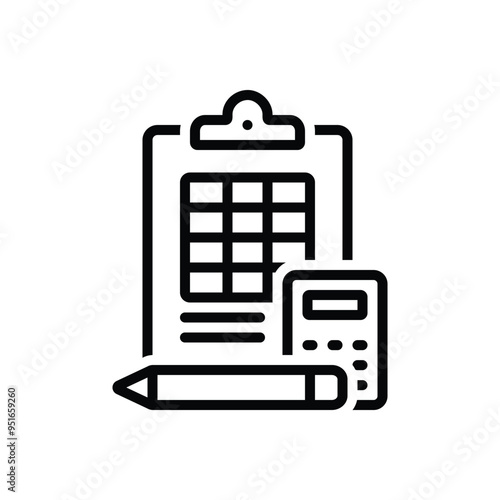 Black line icon for accounting