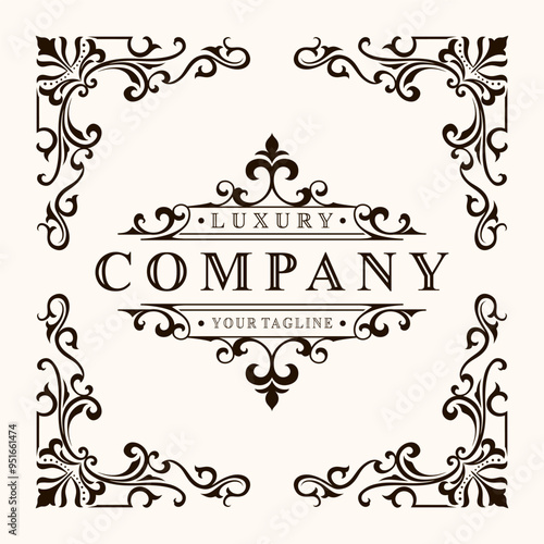 decorative corner frame square border frame border line greeting card invitation card product label