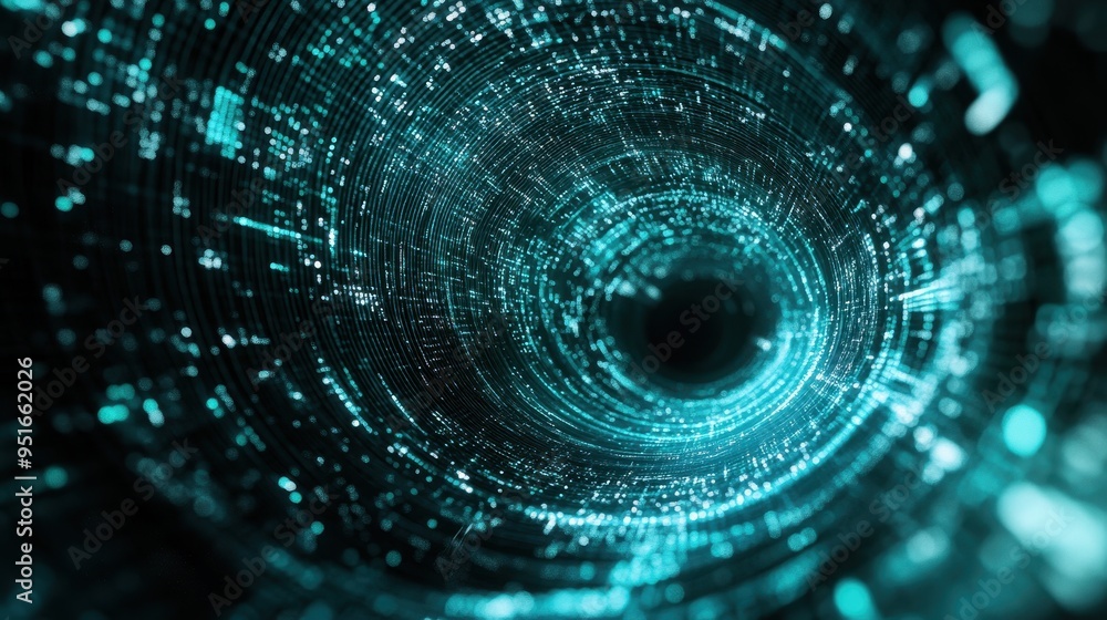 Abstract Turquoise Digital Tunnel Background with Glowing Lights and Lines. Abstract Turquoise Digital Tunnel Background with Glowing Lights and Lines.