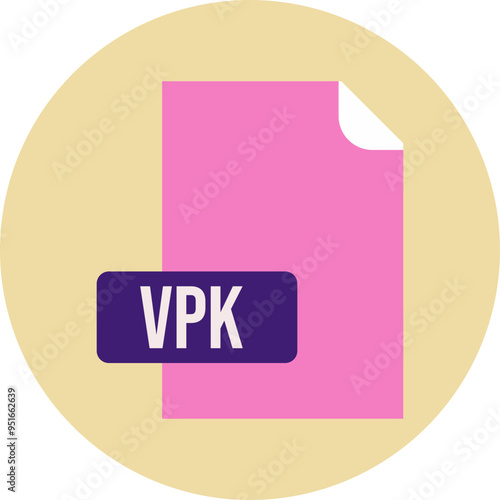 VPK File format icon rounded circle BG