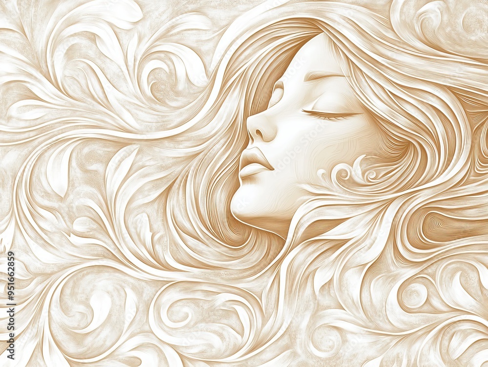 Woman with flowing hair illustration. Woman with flowing hair illustration.
