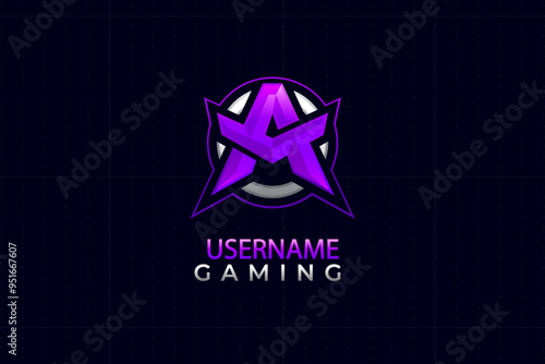 Purple Star Gaming Logo with Letter A Inside, E Sports Branding Design