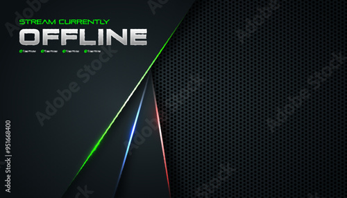 Dark & edgy offline banner with green and blue neon lights. Perfect for Twitch, YouTube or other online streaming platforms.