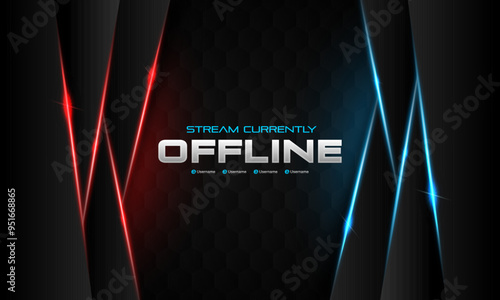 Stream Currently Offline, Neon Red and Blue Lines on Black Background