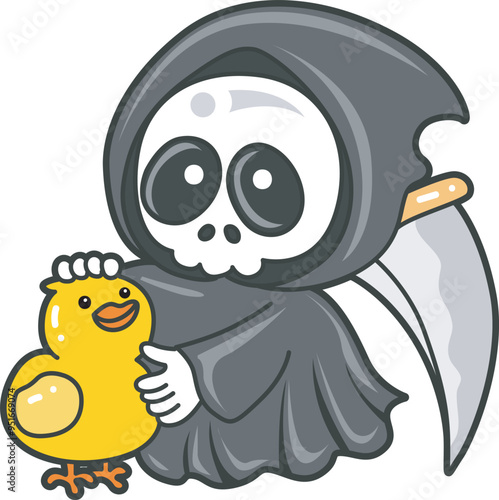 Illustration of cute skull ghost icon.
Funny skull ghost in activities stickers.
Angel of death cute elements.