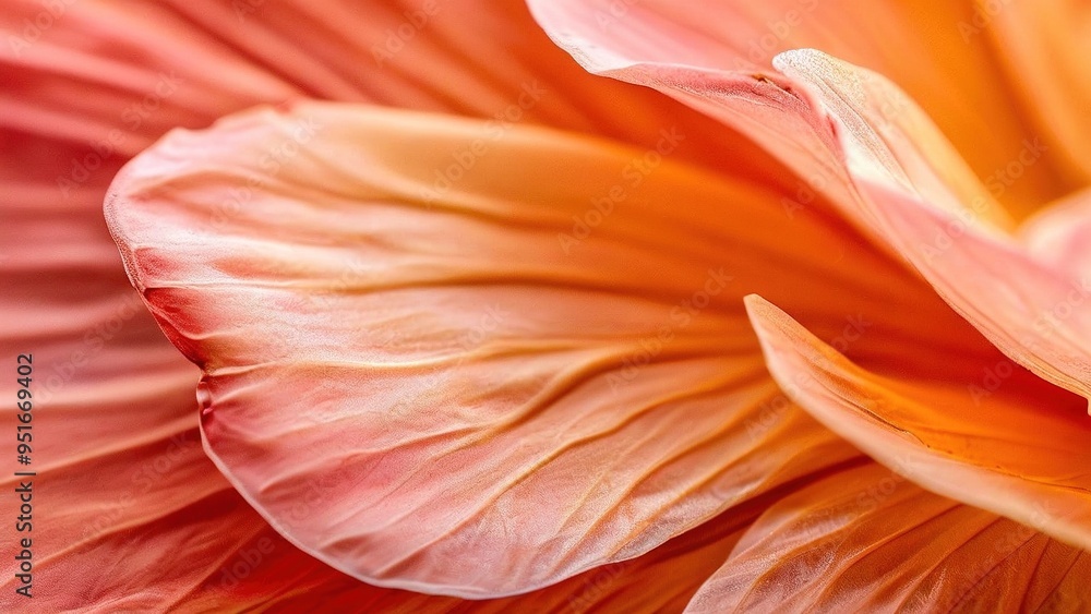 Close up macro photo of delicate orange flower petals, showing texture and detail. Close up macro photo of delicate orange flower petals, showing texture and detail.