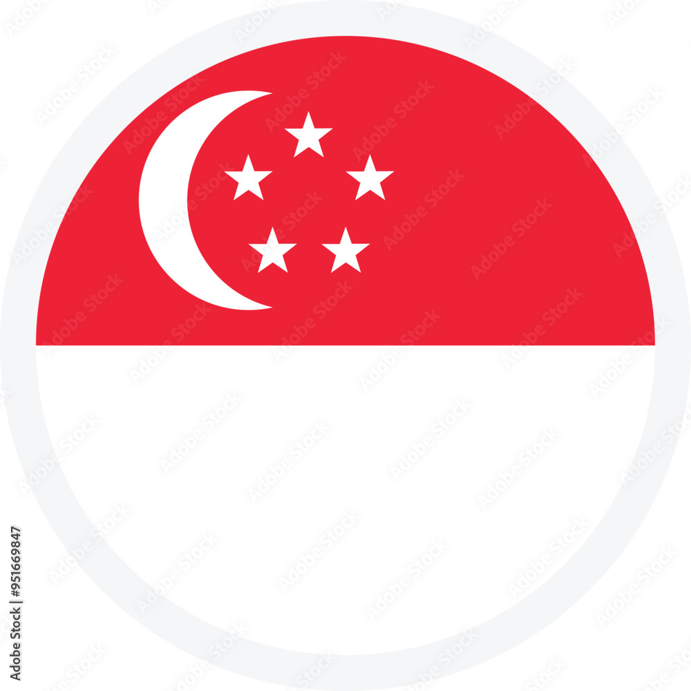 Flag of Singapore. Round icon on transparent background
