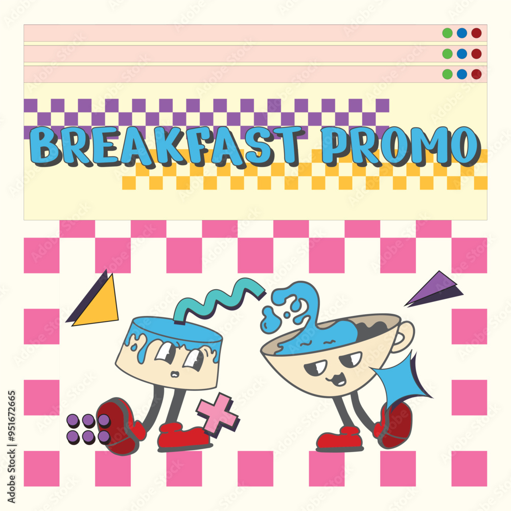 Naklejka premium retro character in the breakfast sale design vector