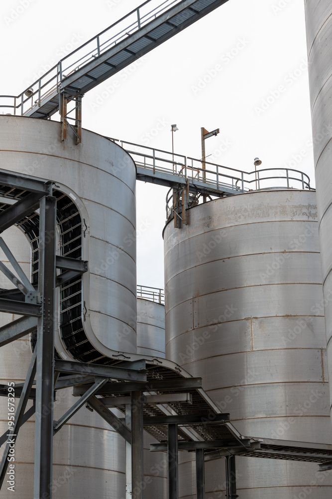 Steel tanks with pipes and stairs Steel tanks with pipes and stairs