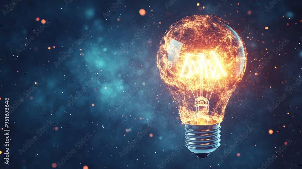 A digital light bulb transforming into a rocket and launching into space, symbolizing technology innovation or startup concepts. Represents the moment of a space shuttle launch and the initiation of a A digital light bulb transforming into a rocket and launching into space, symbolizing technology innovation or startup concepts. Represents the moment of a space shuttle launch and the initiation of a