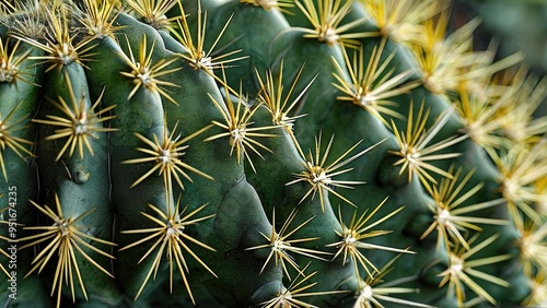Wallpaper Mural Close-up of a cactus with sharp, yellow spines and green, textured skin. Torontodigital.ca