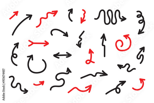 Red and Black Hand Drawn Doodle Arrow