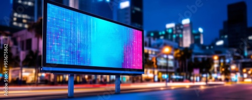 Billboard with a tech event ad at a downtown hub, event marketing, digital audience