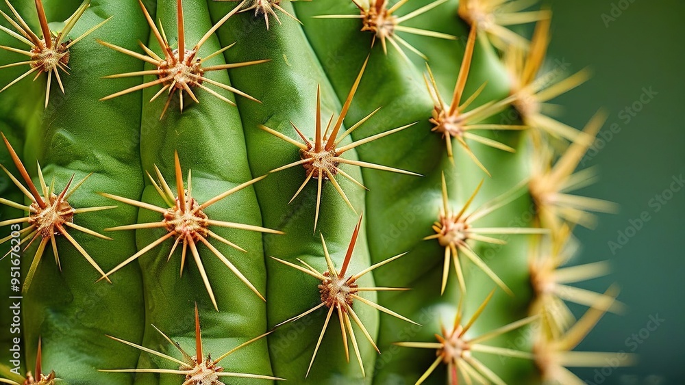 Close-up of a green cactus with sharp spines. Close-up of a green cactus with sharp spines.
