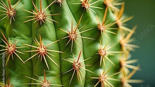 Close-up of a green cactus with sharp spines.