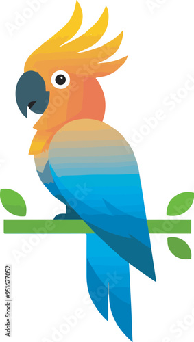 A logo of a cockatoo parrot in a simple form and from a frontal view with no background
