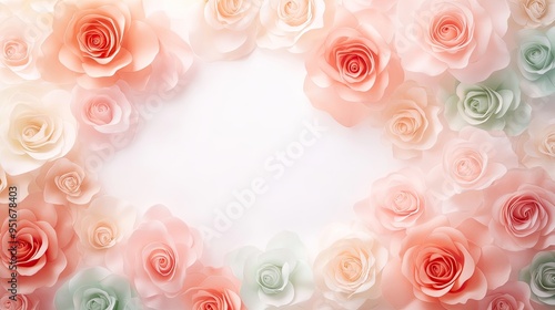 Soft floral background with elegant roses in pastel colors, perfect for romantic themes and invitations.