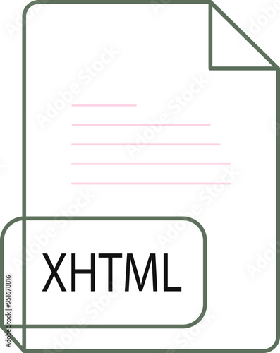 XHTML File extension icobn crisp corners thick outline