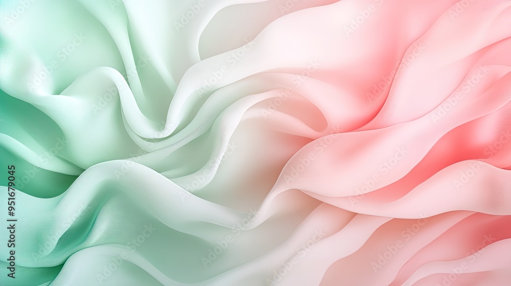 Obraz premium Soft, flowing fabric in gentle pastel colors creating an elegant and serene background for any creative project.