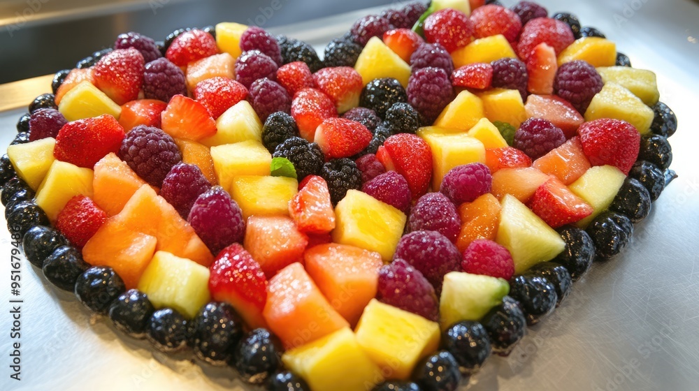 Heart-Shaped Fruit Salad with Blackberries Heart-Shaped Fruit Salad with Blackberries