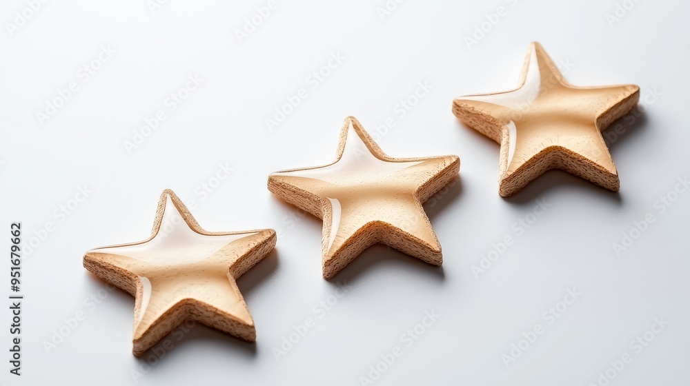 Star rating made of translucent glass, floating on a sharp, distinct, and clean background with vivid colors Star rating made of translucent glass, floating on a sharp, distinct, and clean background with vivid colors