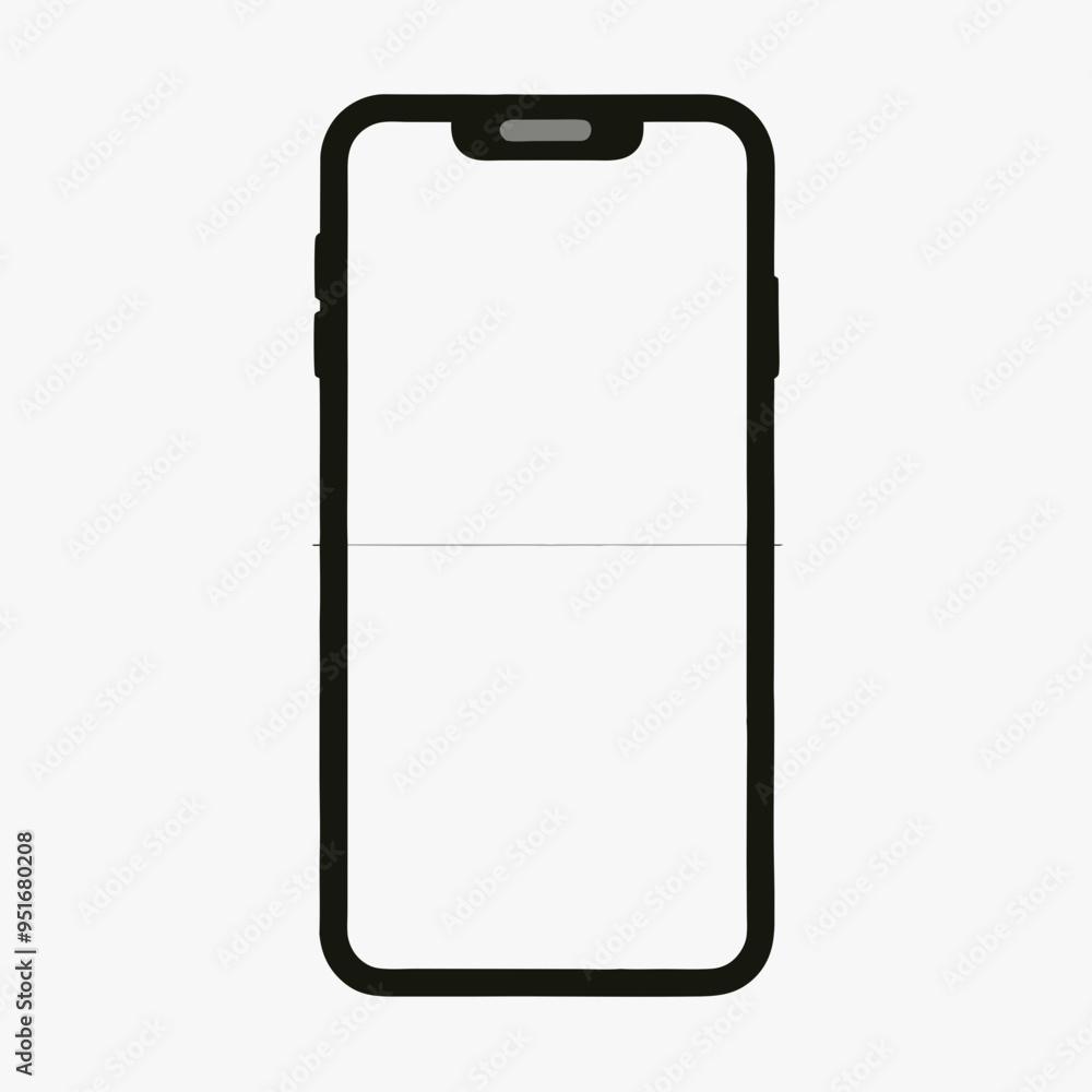 Minimalistic Black Outline of Modern Smartphone with Rounded Edges and Centered Notch on White Background Minimalistic Black Outline of Modern Smartphone with Rounded Edges and Centered Notch on White Background