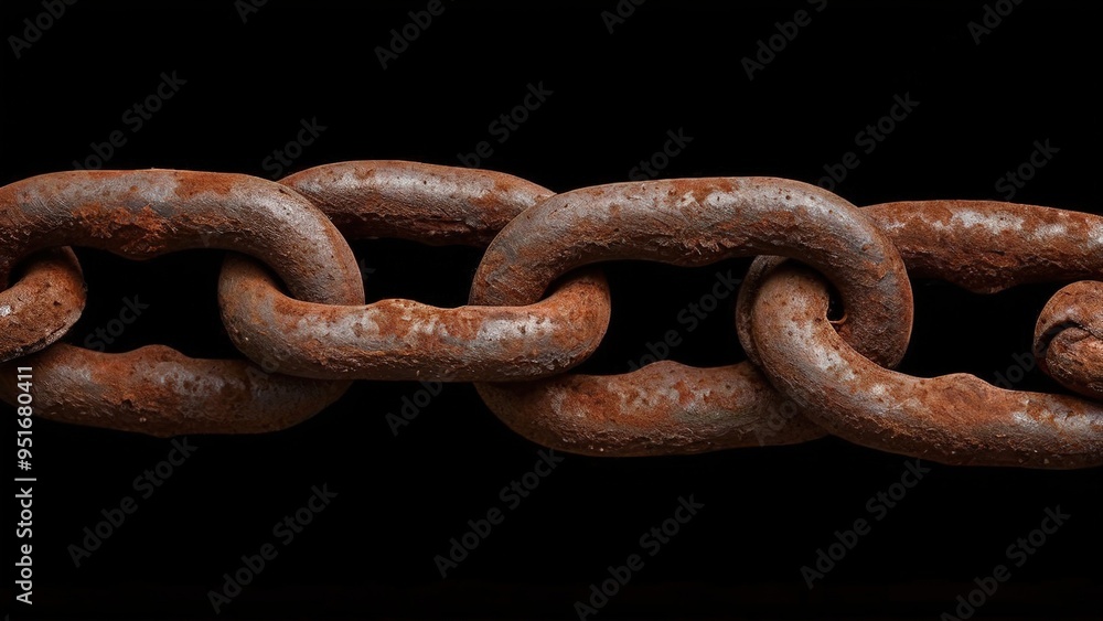 Close-up of a rusty chain against a black background.