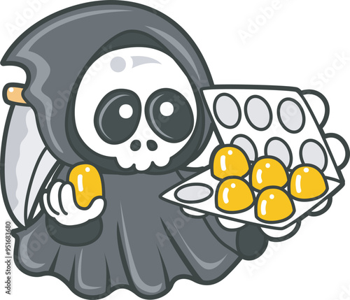 Illustration of cute skull ghost icon.
Funny skull ghost in activities stickers.
Angel of death cute elements.