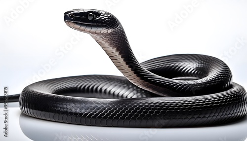 A Black Mamba on a white background.