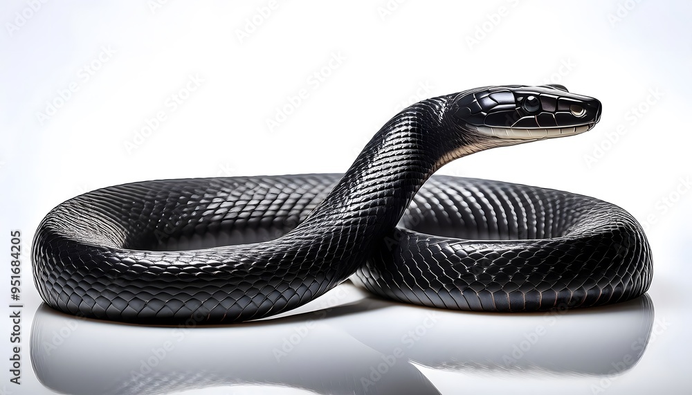 Obraz premium A Black Mamba on a white background.