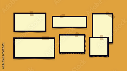 Vector photo collage template moodboard pictures grids vector illustration