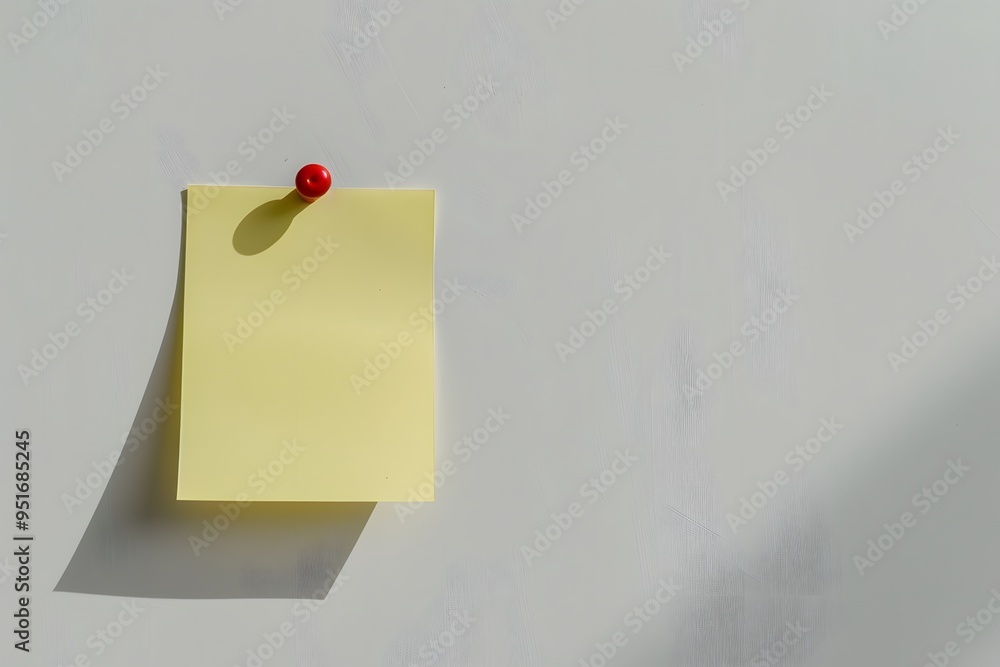 yellow sticky note with a red push pin on a wall background yellow sticky note with a red push pin on a wall background