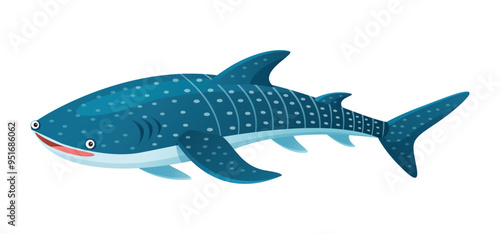 Whale shark cartoon vector illustration isolated on white background