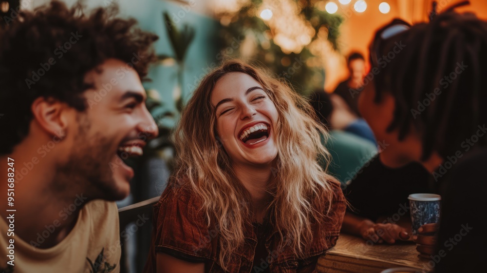 Laughing Friends at a Cafe Laughing Friends at a Cafe