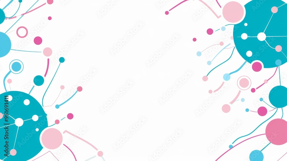Fototapeta premium Abstract Background with Pink and Blue Circles and Lines