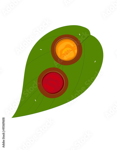 Haldi (turmeric) and Kumkum (vermilion powder), haldi kumkum ceremony. haldi kumkum is married Hindu women auspicious occassion. puja samagri, indian festival element, betel leaves, kumkum, haldi