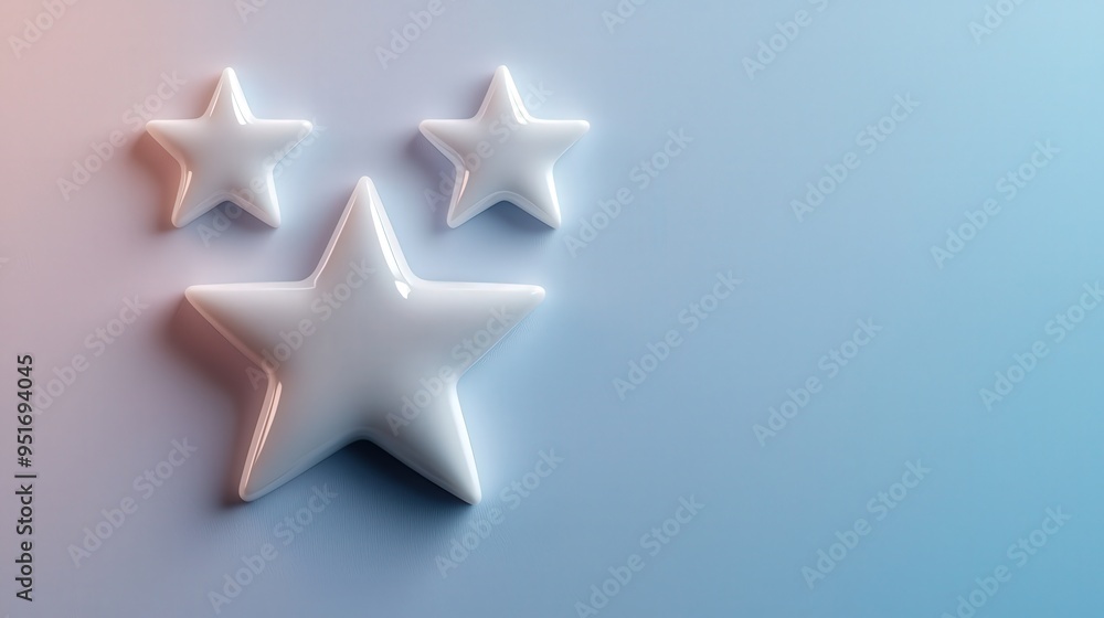 Obraz premium Star rating on a pastel gradient background, surrounded by vivid colors and luminous light for a premium look