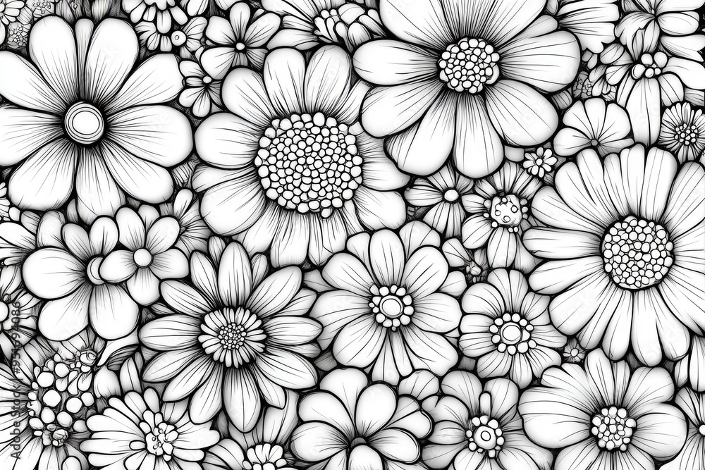 custom made wallpaper toronto digitalElegant floral composition blooming with delicate beauty. Coloring pages for adults