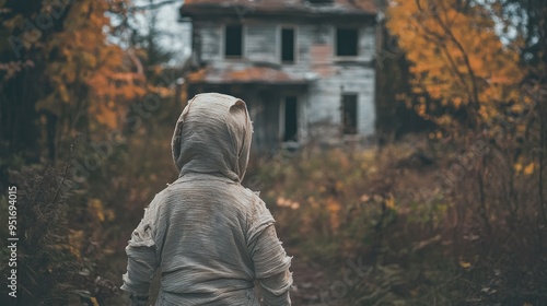 Solitary Figure in an Abandoned Autumn Landscape