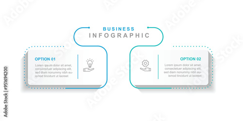 2 step line process infographic vector element with icon suitable for business information and web presentation