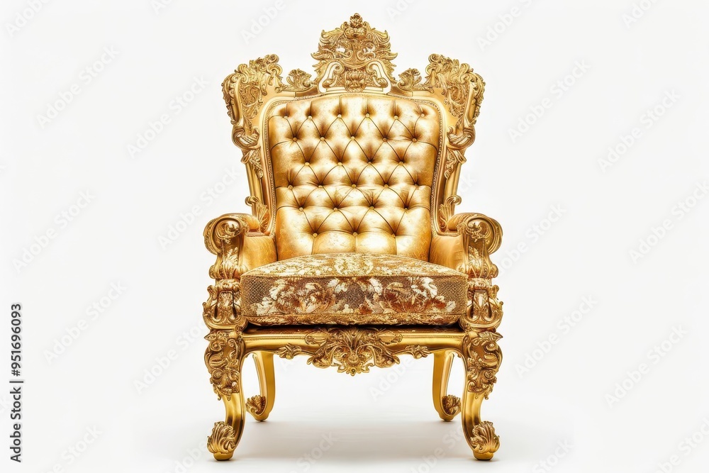 regal solitude ornate golden throne isolated on pristine white background product photography regal solitude ornate golden throne isolated on pristine white background product photography