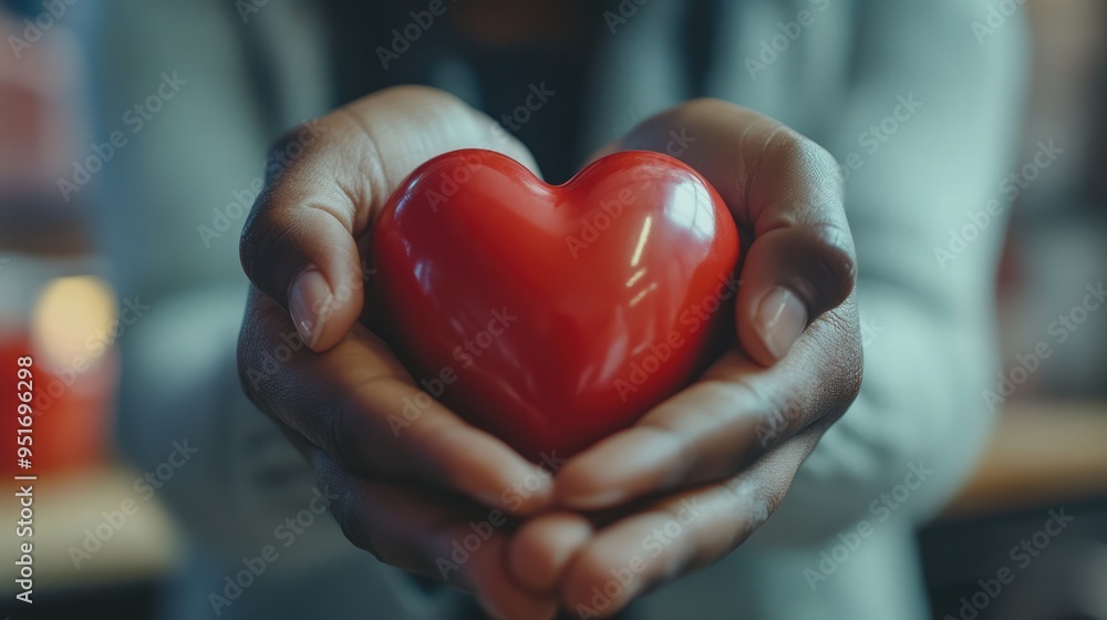 Close-Up of Hands Holding a Red Heart Close-Up of Hands Holding a Red Heart