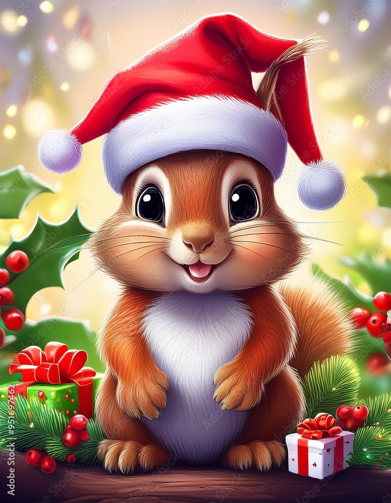 Christmas squirrel with gifts Christmas squirrel with gifts