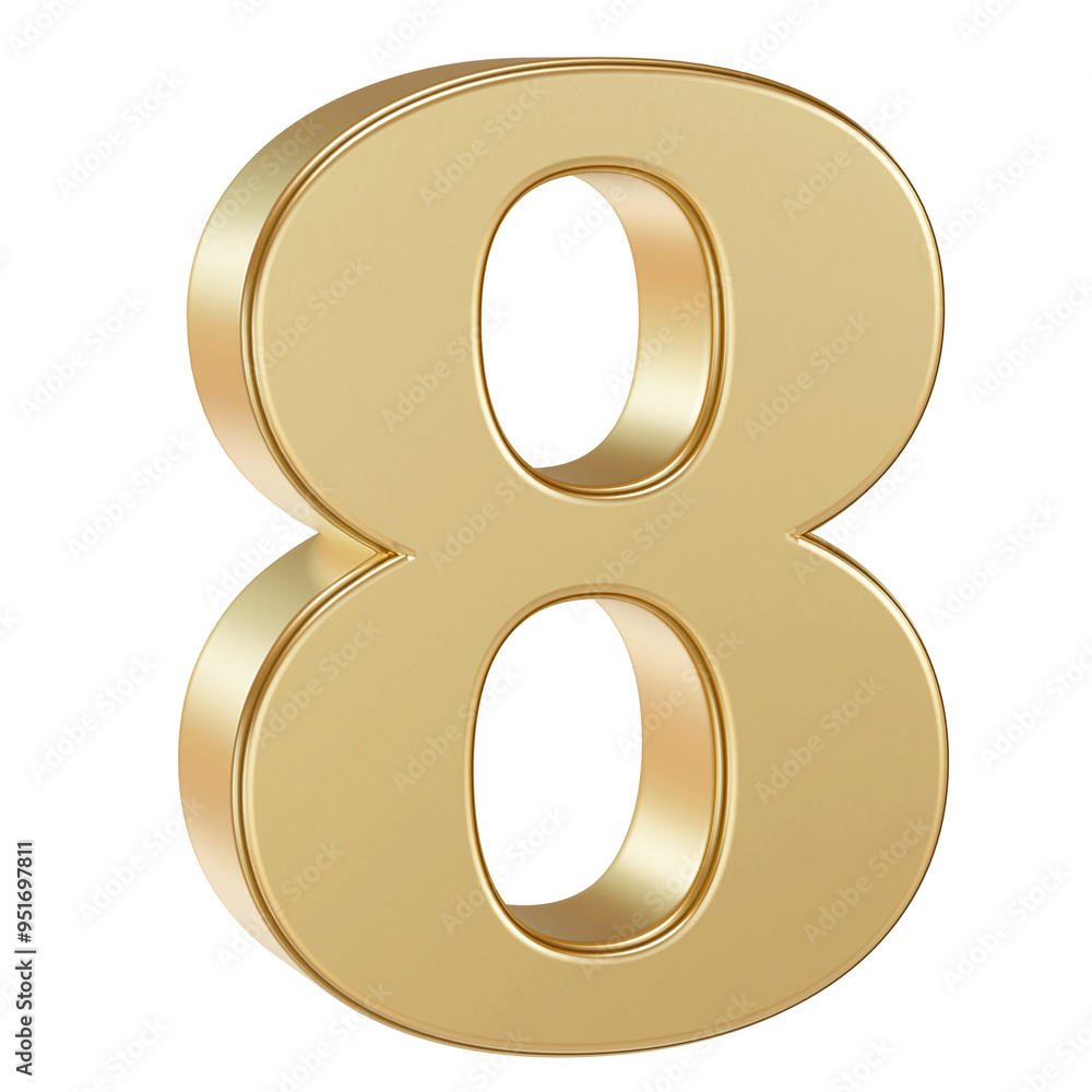 Gold 3D Number 8 Gold 3D Number 8